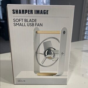 Sharper Image White and Silver USB Fan